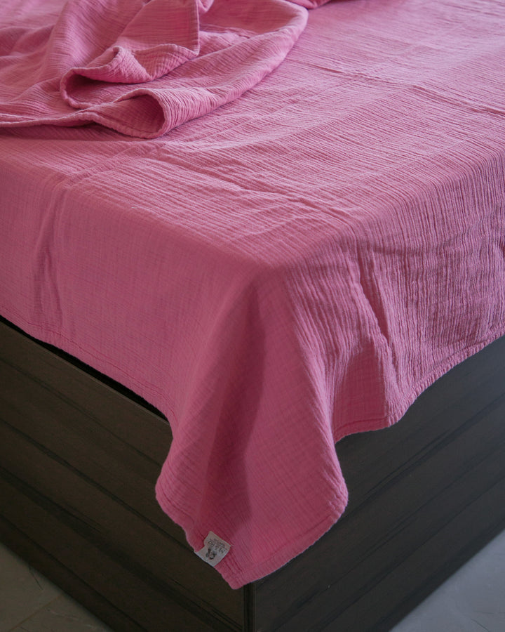 Mi and Ra Premium Muslin Junior Blanket - Pink Color | 55" x 75"