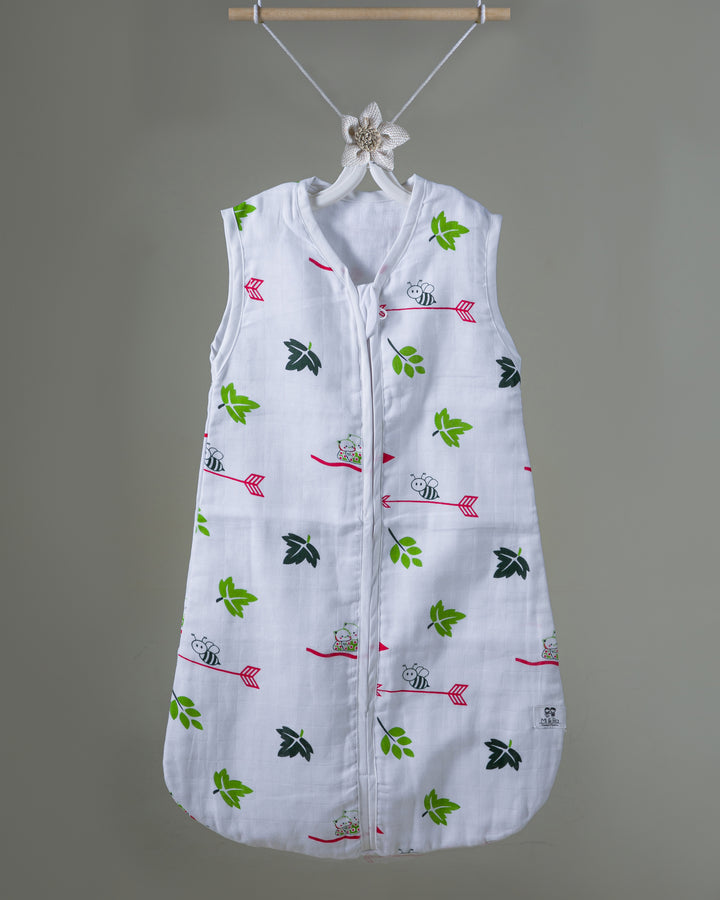 Mi and Ra Premium Muslin Front Zip Sleeping Bag - Arrow Print | 0 m - 15 m