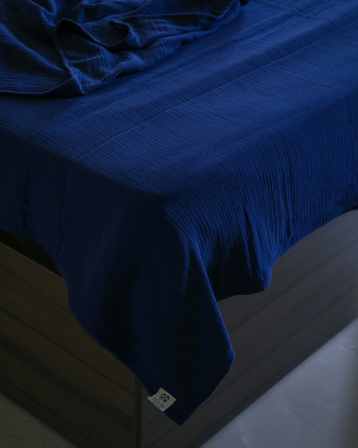 Mi and Ra Premium Muslin Junior Blanket - Dark Blue Color | 55" x 75"