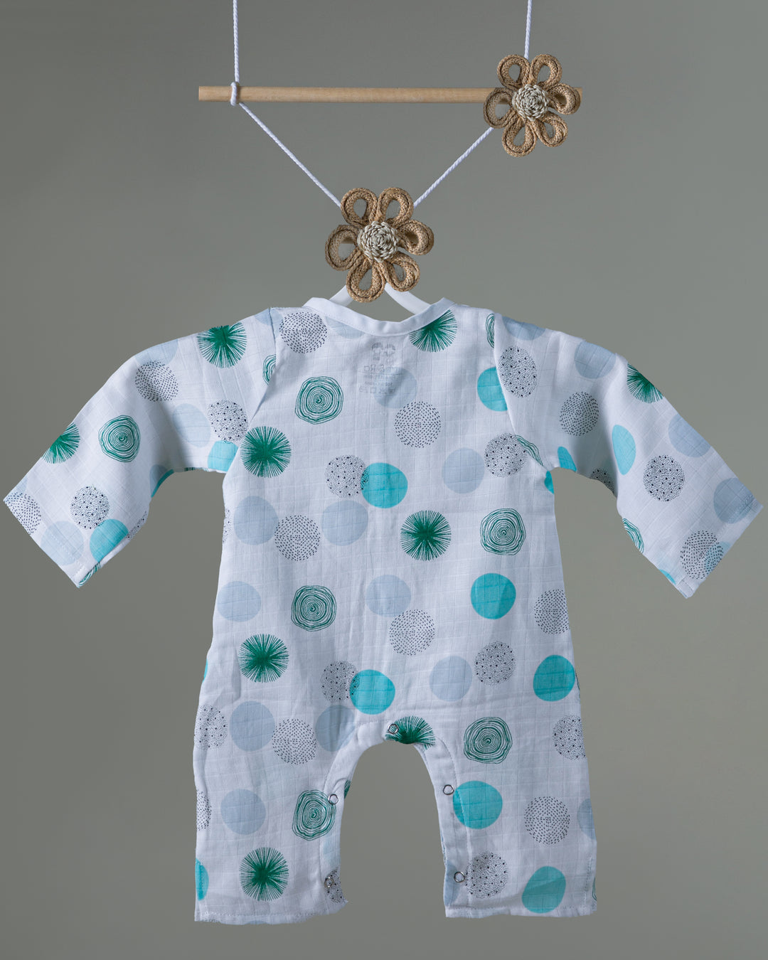 Mi and Ra Premium Muslin Rompers with Full Sleeve - Circle Print