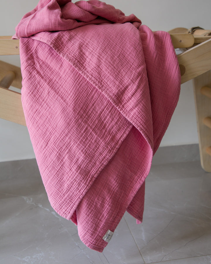 Mi and Ra Premium Muslin Junior Blanket - Pink Color | 55" x 75"