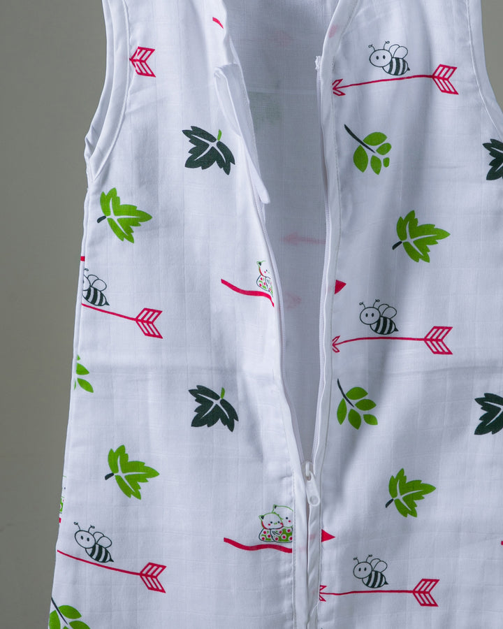Mi and Ra Premium Muslin Front Zip Sleeping Bag - Arrow Print | 0 m - 15 m