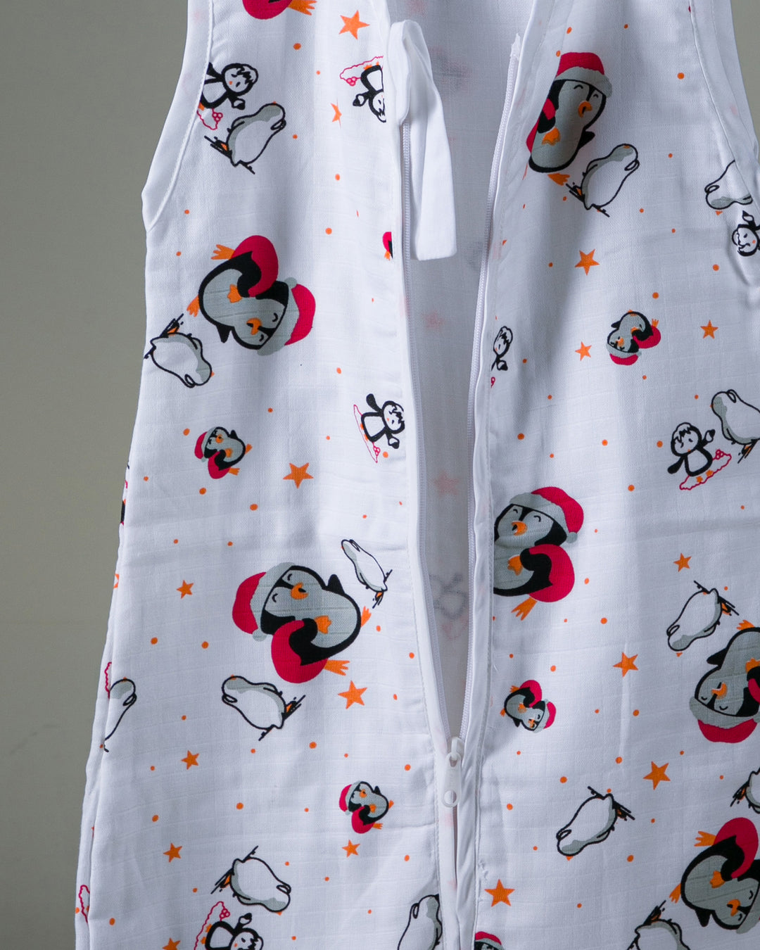 Mi and Ra Premium Muslin Front Zip Sleeping Bag - Penguin Print | 0 m - 15 m