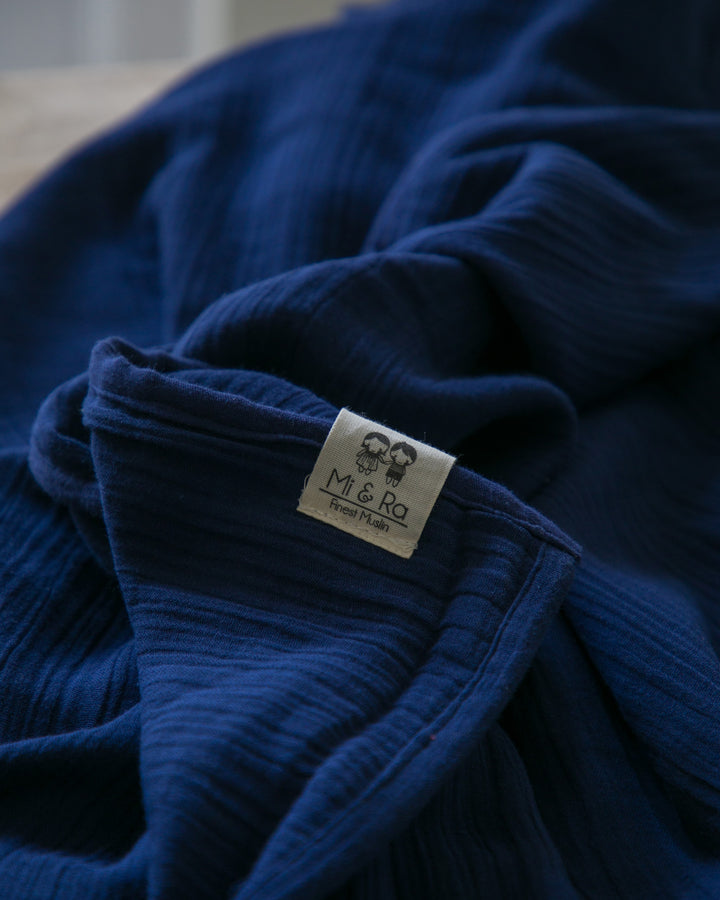 Mi and Ra Premium Muslin Junior Blanket - Dark Blue Color | 55" x 75"