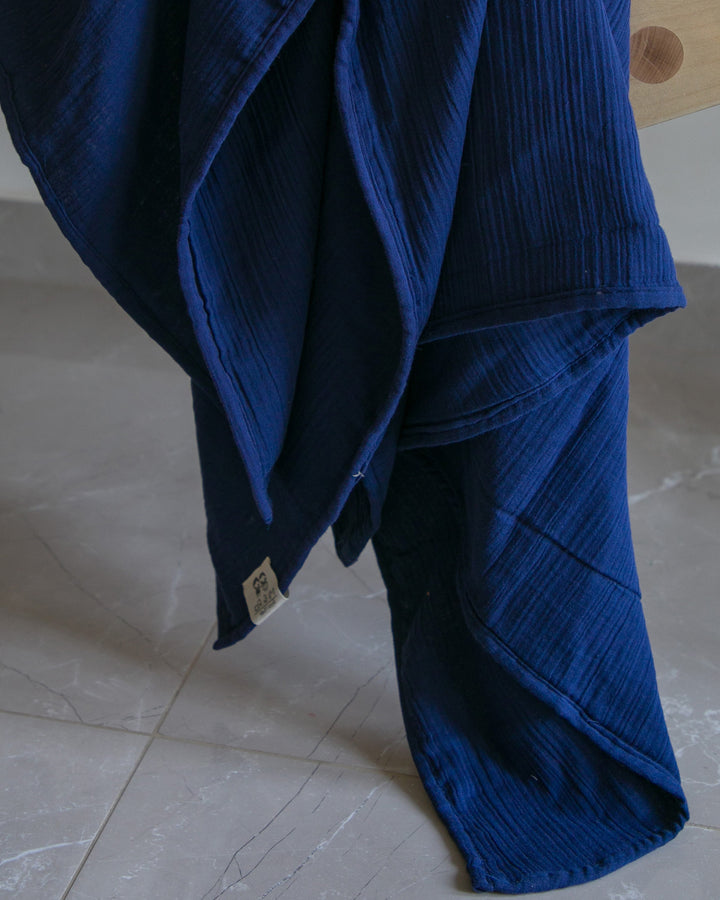Mi and Ra Premium Muslin Junior Blanket - Dark Blue Color | 55" x 75"
